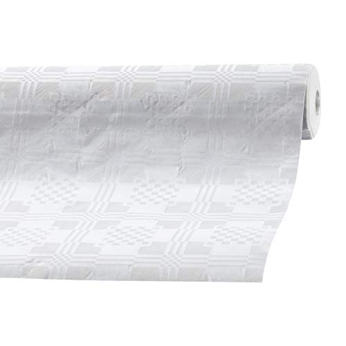 Cepewa 25 x Damasttischtuch Rolle weiß 10m x 100 cm Party Festival Papier Tischdecke (25 Rollen Damasttischtuch) von Cepewa