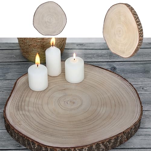 Cepewa Baumscheibe Holzscheibe │ Paulownia Naturprodukt 38-42x4,5cm │Scheibe Holz Holzplatte Dekoelement (1 x Baumscheibe Ø38-42x4,5cm) von Cepewa