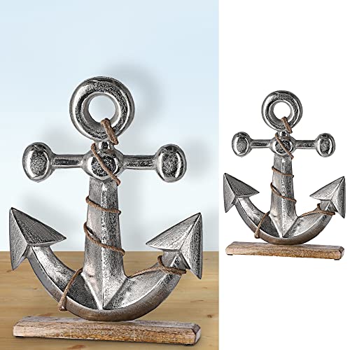 Cepewa Dekoanker auf Sockel │ Holz Metall H43cm Anker Kordel Fuss │ Schiffsanker Schiffszubehör Ankerplatz (1 x Dekoanker Fuss H43cm) von Cepewa