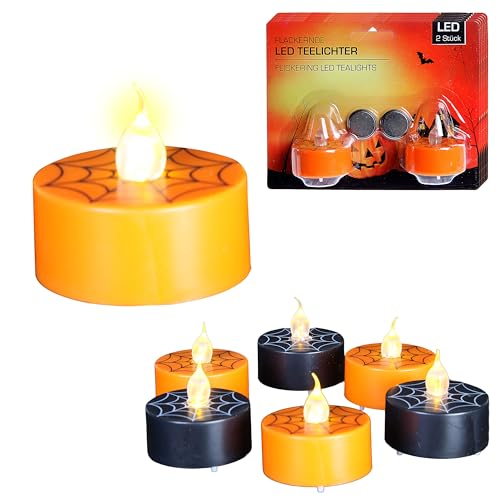 Cepewa LED Teelicht Halloween 6x 2er Set | Ø4xH2,5cm Kunststoff orange schwarz | Kerzen flammenlos gelb flackernd batteriebetrieben Cepewa LED Teelicht Halloween 6x 2er Set | Ø4xH2,5cm Kunststoff orange schwarz | Kerzen flammenlos gelb flackernd batteriebetrieben von Cepewa