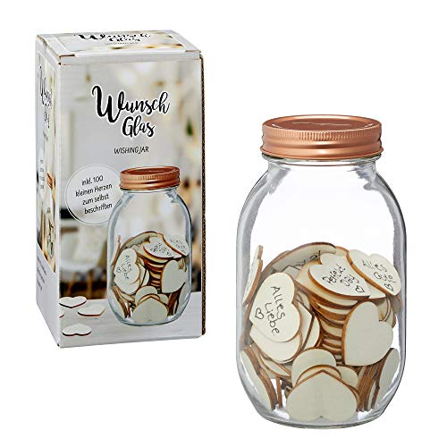 Cepewa Wunschglas inkl. 100 Holz-Herzchen Hochzeit Gästebuch Geschenk Hochzeitsbuch Polterabend Cepewa Wunschglas inkl. 100 Holz-Herzchen Hochzeit Gästebuch Geschenk Hochzeitsbuch Polterabend von Cepewa