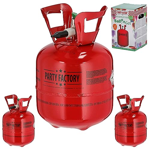 Helium Ballongas 3er Set für je 30 Ballons | Heliumflasche 200L Gasfüllung Folienballons Luftballons | Party Factory Heliumgas fürHochzeit (1 x 3er Set Ballongas 30) von Cepewa