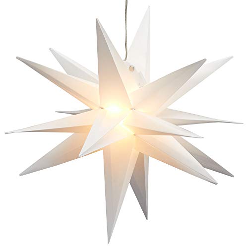 LED Stern Deko weiß inkl. Timerfunktion faltbar kl. ca. Ø35cm warmweiß INDOOR Stimmungslicht (1 x LED Stern weiß) von Cepewa