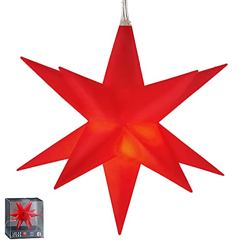 Cepewa Leuchtstern 3D rot 12 Zacken zum Aufhängen | Ø11cm Timerfunktion 3m Zuleitung | Weihnachtsstern Weihnachtsbleuchtung (1 x LED Stern rot) von Cepewa