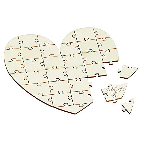 Puzzle in Herzform mit 33 Puzzleteilen zum Beschriften für Valentin Hochzeit oder Geburtstag 15x14 cm von Cepewa