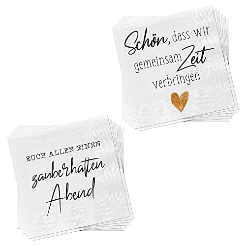 Servietten 40er Set │ 2 Motive Sprüche "Zeit" │ 3lagige Papierserviette 33x33cm │stoffähnlich Tuch Partyzubehör (40er Set Serviette "Zeit") von Cepewa