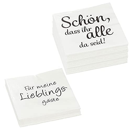 Servietten 80er Set (20/60) │2 Motive Sprüche "Lieblingsgäste" │3lagige Papierserviette 33x33cm │stoffähnlich Tuch Partyzubehör (80er Set Serviette "Liebling" (20/60)) von Cepewa