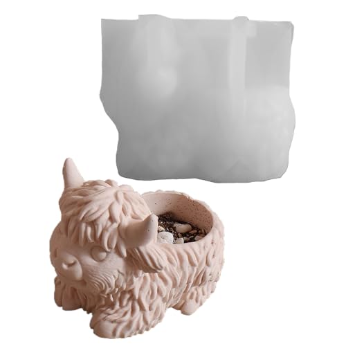 Ceprznvey Form für Blumentöpfe – Epoxidharz-Form, Blumentopf, Highland Cow – Blumentöpfe, Handwerk, Bürodekoration, für Kunstprojekte aus und Ton von Ceprznvey
