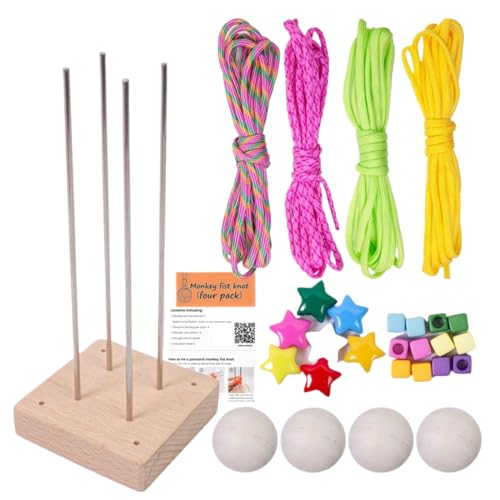 Ceprznvey Monkey Fist Kit, Paracord Knot Maker, Craft Tool Set, Wooden Jig with Stainless Steel Rods, Four Color Cords, Beads and Wooden Balls, Home Projects, Beech Wood Base Ceprznvey Monkey Fist Kit, Paracord Knot Maker, Craft Tool Set, Wooden Jig with Stainless Steel Rods, Four Color Cords, Beads and Wooden Balls, Home Projects, Beech Wood Base von Ceprznvey