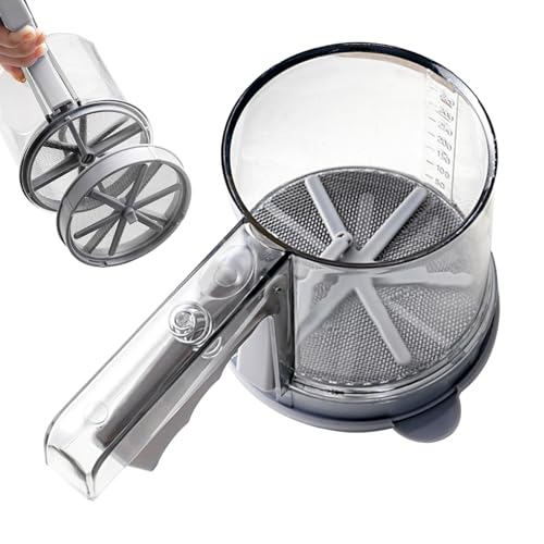 Flour Sifter – feiner Netzstoff zum Backen von Kuchen und Küche | Styropor Pp und Edelstahl 304 mit halbautomatischer Duster-Funktion, Cooking Utensil für Zuhause, Restaurant, Sugar Dusting von Ceprznvey