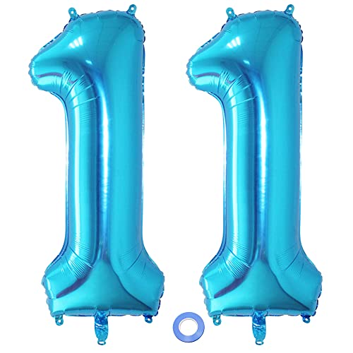 Ceqiny Digitaler Ballon Luftballons Nummer Zahl 11 Ballon Großer Folienballon in 40" 2 Stück Zahlenballons Digitaler Ballon in Blau für Geburtstag Hochzeit Jubiläum oder Sonstige Feierliche Anlässe von Ceqiny