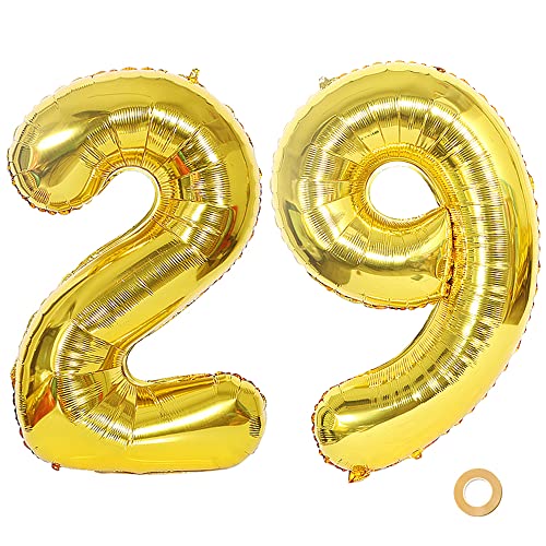 Ceqiny Digitaler Ballon Luftballons Nummer Zahl 29 Ballon Großer Folienballon in 40" 2 Stück Zahlenballons Digitaler Ballon in Gold für Geburtstag Hochzeit Jubiläum oder Sonstige Feierliche Anlässe von Ceqiny