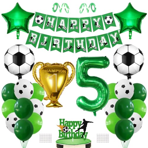 Luftballon 5. Fußball Geburtstagsdeko 5 Jahre Junge Geburtstag 5 Deko Fussball Folienballon Happy Birthday Girlande Zahl 5 Ballons Football Kuchendeko Grün Luftballon 5. Geburtstag Party Dekoration von Ceqiny