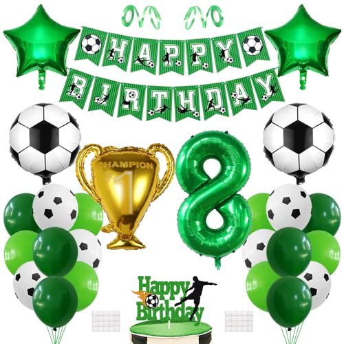 Luftballon 8. Fußball Geburtstagsdeko 8 Jahre Junge Geburtstag 8 Deko Fussball Folienballon Happy Birthday Girlande Zahl 8 Ballons Football Kuchendeko Grün Luftballon 8. Geburtstag Party Dekoration von Ceqiny