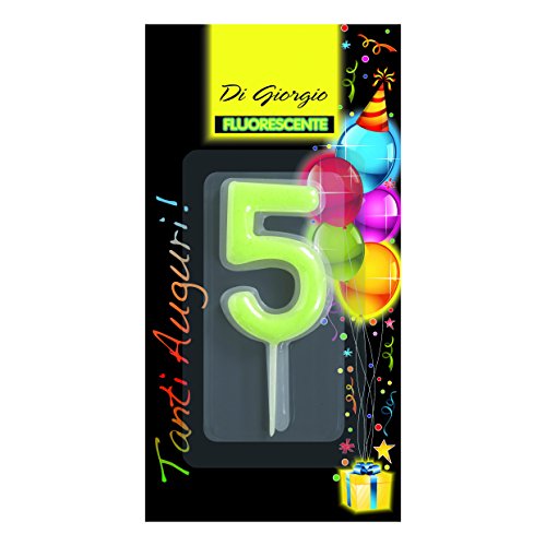 Cereria di Giorgio 5426 65 Kerze-Geburtstag Zahl 5 Neon mit Ständer von Cereria di Giorgio