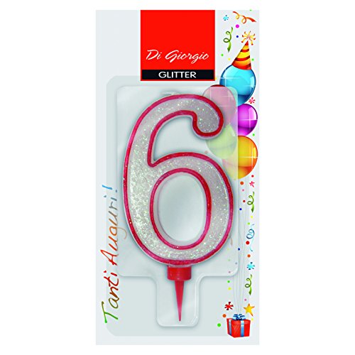 Cereria di Giorgio 58170 66 Kerze-Geburtstag Riesen mit Glitter Anzahl 6 von Cereria di Giorgio