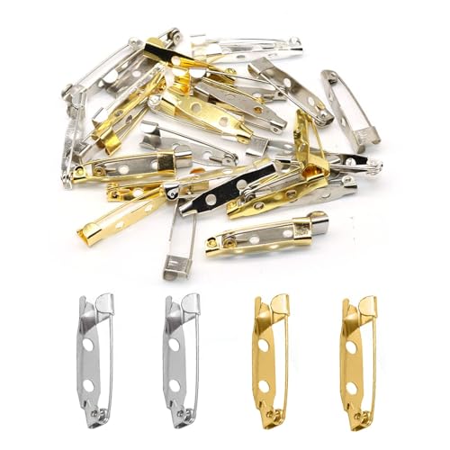 Broschennadeln, Sicherheitsnadeln, DIY Craft Sicherheitsnadel, Pins für DIY Handwerk, Craft Sicherheitsnadel, Brosche Handwerk, 50 Stück Bar Pins Brosche Zurück Sicherheit Verschluss (Gold und Silber) von Cerioll