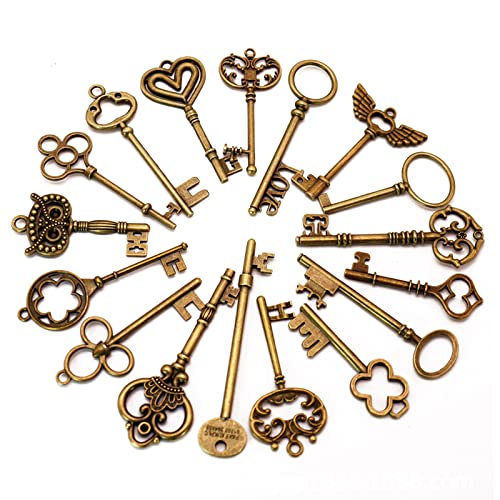 Cerioll Vintage Schlüssel Deko, Antiken Anhänger Set, Vintage Bronze Skelettschlüssel Skelett, Deko Anhänger Schlüssel, Große Rustikalen Schlüssel, Harry Potter Party Deko (17) von Cerioll