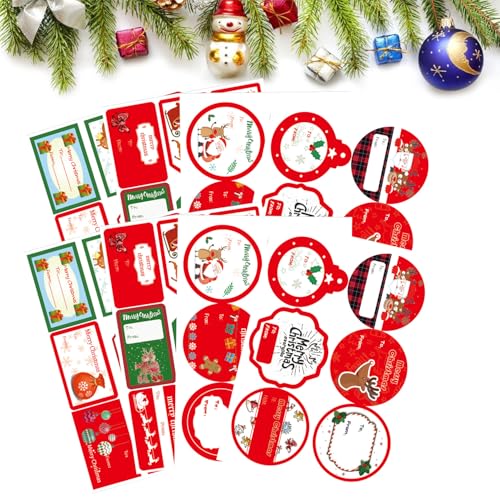 Cerioll Weihnachtsaufkleber, 60 Stück Selbstklebende Geschenketiketten, Aufkleber Etiketten für Christmas, Namensschild Aufkleber von Cerioll
