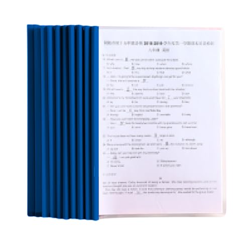 Kunststoff A4 Sliding Bar Binder, 10 Stück Klar A4 Sliding Bar Binder, Transparente Schiebe Ordner Kunststoff Mit Schiebeleiste, Ordnerschieber, Für Office File Dokumente Organizer (Blau) von Cerioll