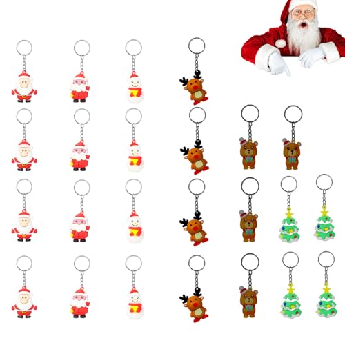 Weihnachten Schlüsselanhänger, 24 Stück Weihnachten Cartoon Schlüsselanhänger, Santa Claus, Schneemann, Weihnachtsbaum, Rentier, Für Partygeschenk Weihnachtsdeko, 6 Stile Weihnachten Schlüsselanhänger, 24 Stück Weihnachten Cartoon Schlüsselanhänger, Santa Claus, Schneemann, Weihnachtsbaum, Rentier, Für Partygeschenk Weihnachtsdeko, 6 Stile von Cerioll