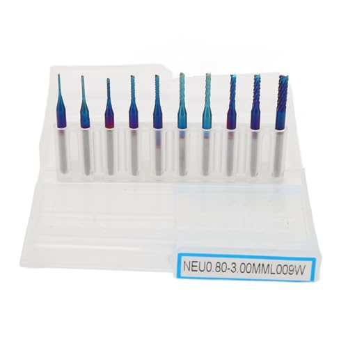 10pcs Nano Blue Coat End Mill CNC -Router -Bits 1/8 -Zoll -Schaft -Wolfram -Stahl -Spiralrouter -Bits für PCB Carbonfaser -Hartholz (0,8-3,0 mm) von Cerlyiont