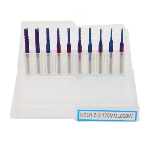 10pcs Nano Blue Coat End Mill CNC -Router -Bits 1/8 -Zoll -Schaft -Wolfram -Stahl -Spiralrouter -Bits für PCB Carbonfaser -Hartholz (1,5-3,175 mm) von Cerlyiont