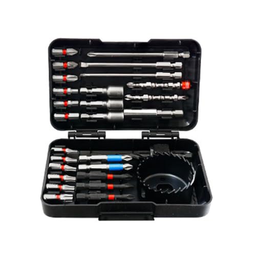 35 Stcs Bohrbitsets, Schraubendreherbits, Aufprallschraubendreherbits, Stahl, mit Lagerhülle, für Schraubantrieb und Holzmetallzementbohrungen (27 Pcs) von Cerlyiont