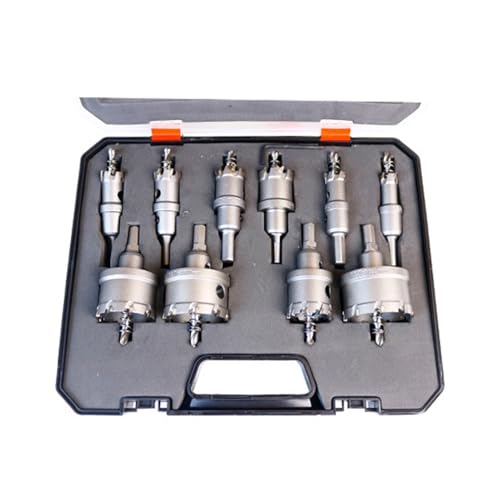 Carbid -Loch -Sägen -Kit, Lochsägenschneidersets, 10 Stcs Specked Loch Saw Saw Bohrbits, Edelstahl, Eisen, Kupfer, für Edelstahl, Eisen, Aluminium (10 Pcs Set) von Cerlyiont