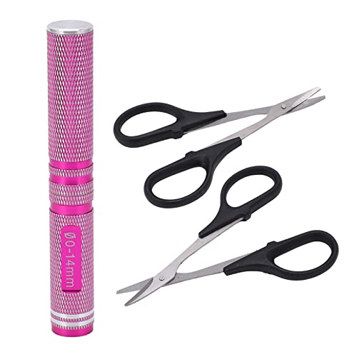 Cerlyiont 0-14mm RC Body Reamer Hole Puncher, RC Body Scissors Curved & Straight, Universal RC Reamer Hole Puncher with Sleeve & Curved Scissors Tool Drills Set for RC Body Shell (Rosy) von Cerlyiont
