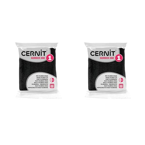 CERNIT CE9056100AMZC – 2 Stück Modelliermasse NUMBER ONE – Modelliermasse zum Backen – Farbe Schwarz – 2 Blöcke à 56 g von Cernit