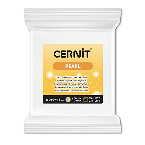 Cernit CE0860250085C - Block Modelliermasse (Polymer) PEARL, ofenhärtend, sofort gebrauchsfähig, 250g, ideal für DIY, Schmuck & Figuren, für Einsteiger und Hobbykünstler, Perlmutt / Glizer, 1 Stück von Cernit