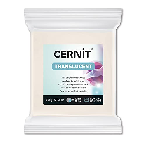 Cernit CE0920250005C - Block Modelliermasse (Polymer) TRANSLUCENT, ofenhärtend, sofort gebrauchsfähig, 250g, ideal für DIY, Schmuck & Figuren, für Einsteiger & Hobbykünstler, Weiß, 1 Stück von Cernit