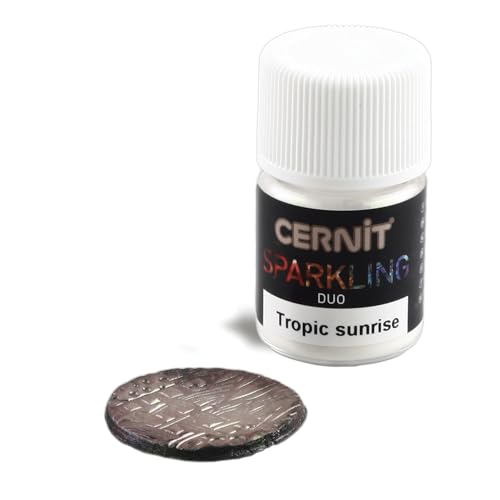 Cernit CE6130002003C - Dose Pigmentpulver 5g, SPARKLING DUO, für Modelliermasse (Polymer) & Epoxidharz geeignet, ideal für die Malerei, DIY- und Bastelprojekte, Tropic Sunrise, 1 Stück von Cernit