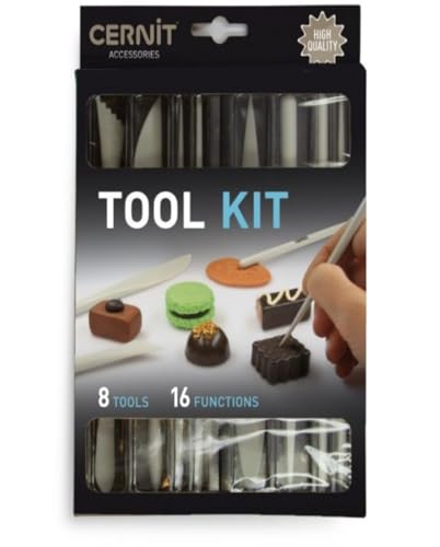 Cernit CE906C - Set mit 8 Modellierklingen / Modellierstäbe, speziell für die Verwendung mit Modelliermasse (Polymer) entwickelt, leicht zu reinigen, ideal für DIY- und Bastelprojekte, Weiß, 1 Set von Cernit