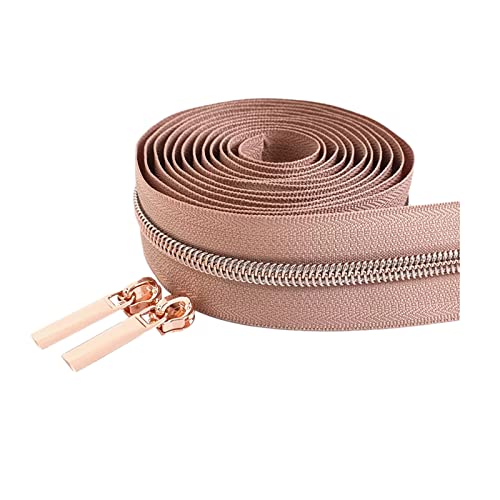 2 Meter 5# Rosegold Zähne Reißverschlussschieber Nylon Reißverschlüsse Zelt Kleidung Reparatur Kits DIY Nähzubehör, Nude, 2 Meter + 4 Schieber von Cerobit