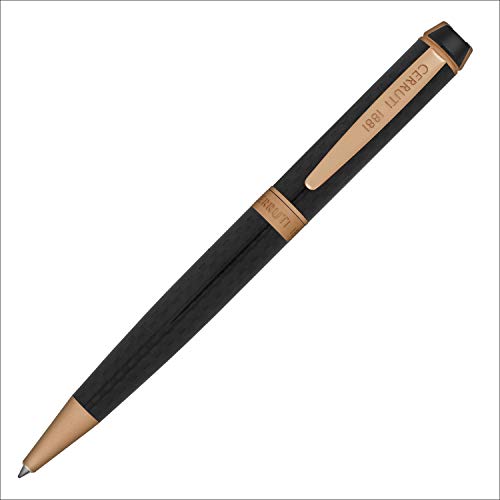 Cerruti 1881 Kugelschreiber „Fetter“ | Schreibstift aus Karbonfaser mit roségoldenen Beschlägen | Blaue Tinte von Cerruti 1881