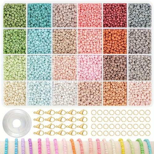 Glasperlen zur Schmuckherstellung, 3 mm, Rocailles-Armband-Set, 24 Farben, klein zum Sticken, buntes Set für selbstgemachte Halsketten, Ohrringe, Handwerk und Geschenke (3 mm große Perlen - A) von CeruleTree