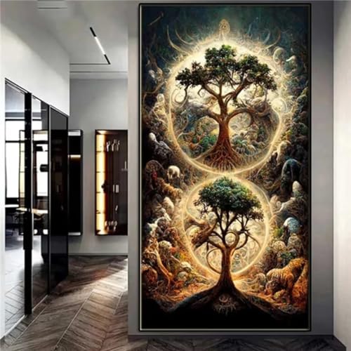 Cexeqee Diamond Painting Set for Adults and Children,Baum Des Lebens Large 5D DIY Full Drill Diamond Painting 50x100cm Round/Square Rhinestone Embroidery Diamond Art kits for Home Decor Gifts20x40in von Cexeqee