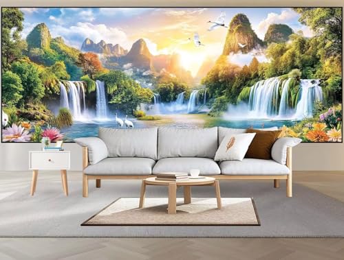 Malen nach Zahlen Erwachsene Groß 100x300cm,Malen nach Zahlen Sonnenuntergang Paint by Numbers Wasserfall Paint by Numbers Kinder,Handgemalt Ölgemälde,Pinseln Acrylfarbe,DIY Leinwand Bastelset F23 von Cexeqee