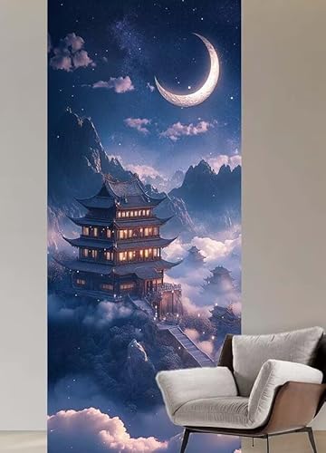 Malen nach Zahlen Erwachsene Mond Malen nach Zahlen ab 9 jahre,Groß Paint by Numbers Gebäude mit Pinseln Acrylfarbe Paint by Numbers Kinder DIY Handgemalt Ölgemälde Wanddeko Geschenke,40x80cm P70 von Cexeqee