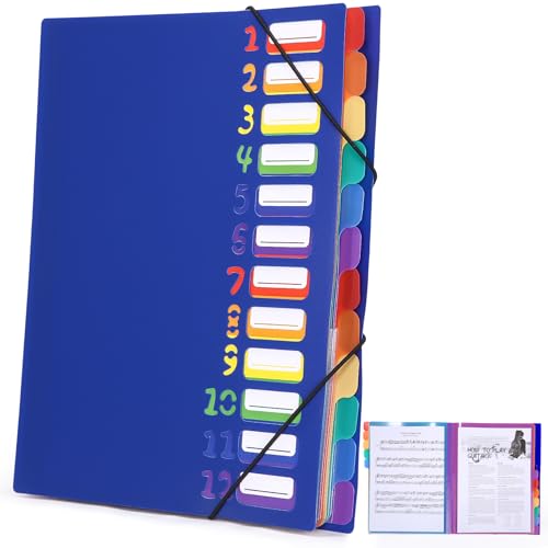 Dokumentenmappe A4,Tragbar Fächermappe mit 12 Fächern,Mit Etiketten,A4 Projektordner,mit Gummizug,Wasserdicht,zur Schreibtischorganisation und Aufbewahrung von Projektunterlagen,blau von Cexovo