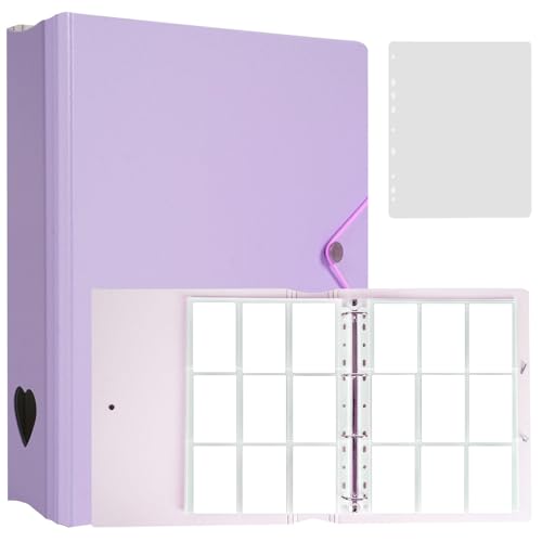 CeyiJun Minimalistischer Fotokarten-Ordner mit 25 Seiten, 4 Taschen, einseitige Innenminen und 2 Trennblätter, säurefrei, mit 225 Taschen (Lila, A5) von CeyiJun