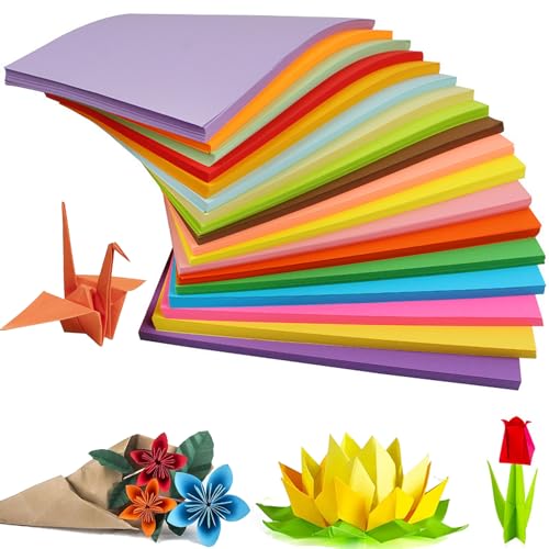 100 Blatt Buntes Papier A4, Cezmkio Farbiges Origami Papier Faltpapier in 20 Farben, 70g/m²papier A4 Handgemachtes Kopierpapier Pastellpapier Cardstock für DIY von Cezmkio