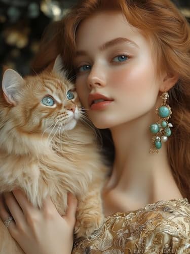 Diamond Painting Frau, Katze Diamond Painting Viereckige Steine für Basteln Mädchen 8 Jahre, 5D DIY Diamant Mosaik Bastelset Erwachsene, Full Dimond Handwerk Geschenke für Zuhause Deko 40x50cm F-50 von Cgkgzehn