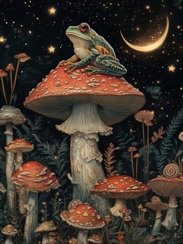 Diamond Painting Frosch, Pilz Diamond Painting Viereckige Steine für Basteln Mädchen 8 Jahre, 5D DIY Diamant Mosaik Bastelset Erwachsene, Full Dimond Handwerk Geschenke für Zuhause Deko 40x50cm F-161 von Cgkgzehn