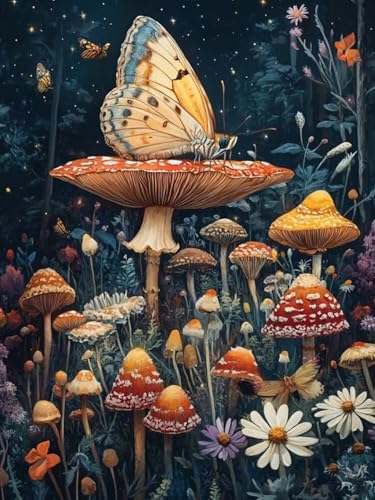 Diamond Painting Pilz, Schmetterling Diamond Painting Viereckige Steine für Basteln Mädchen 8 Jahre, 5D DIY Diamant Mosaik Bastelset Erwachsene, Dimond Handwerk Geschenke für Zuhause Deko 45x60cm F-61 Diamond Painting Pilz, Schmetterling Diamond Painting Viereckige Steine für Basteln Mädchen 8 Jahre, 5D DIY Diamant Mosaik Bastelset Erwachsene, Dimond Handwerk Geschenke für Zuhause Deko 45x60cm F-61 von Cgkgzehn