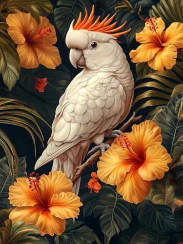 Diamond Painting Vogel, Blumen Diamond Painting Viereckige Steine für Basteln Mädchen 8 Jahre, 5D DIY Diamant Mosaik Bastelset Erwachsene, Full Dimond Handwerk Geschenke für Zuhause Deko 35x50cm F-24 von Cgkgzehn