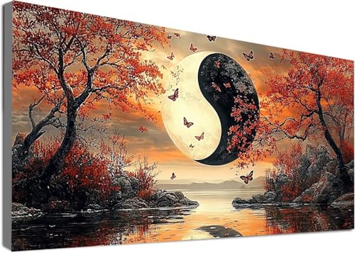 Diamond Painting Yin und Yang Groß XXL 80x150cm, 5D DIY Diamant Painting Bilder Landschaft Set für Basteln Mädchen 8 Jahre, Mosaik Bastelset Erwachsene Kinder, Dimonds Stickerei für Zuhause Deko C2-36 von Cgkgzehn