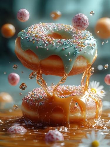 Diamond Painting brot, Krapfen Diamond Painting Viereckige Steine für Basteln Mädchen 8 Jahre, 5D DIY Diamant Mosaik Bastelset Erwachsene, Full Dimond Handwerk Geschenke für Zuhause Deko 45x60cm F-62 von Cgkgzehn